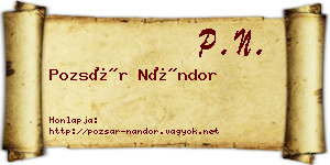 Pozsár Nándor névjegykártya