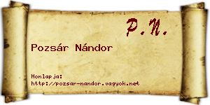 Pozsár Nándor névjegykártya